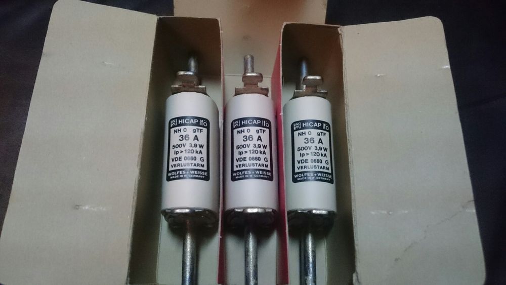 Nowe- bezpieczniki 36A 500V - Hicap NH 0- Made In Germany