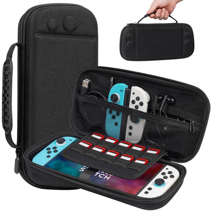 Etui ochronne Hard Shell do konsoli z miejscem na gry, czarne