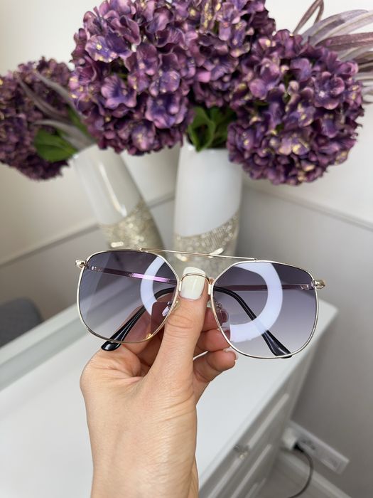 Okulary przeciwsłoneczne duże nowe awiatory aviators awiacyjne damskie w złotej oprawie