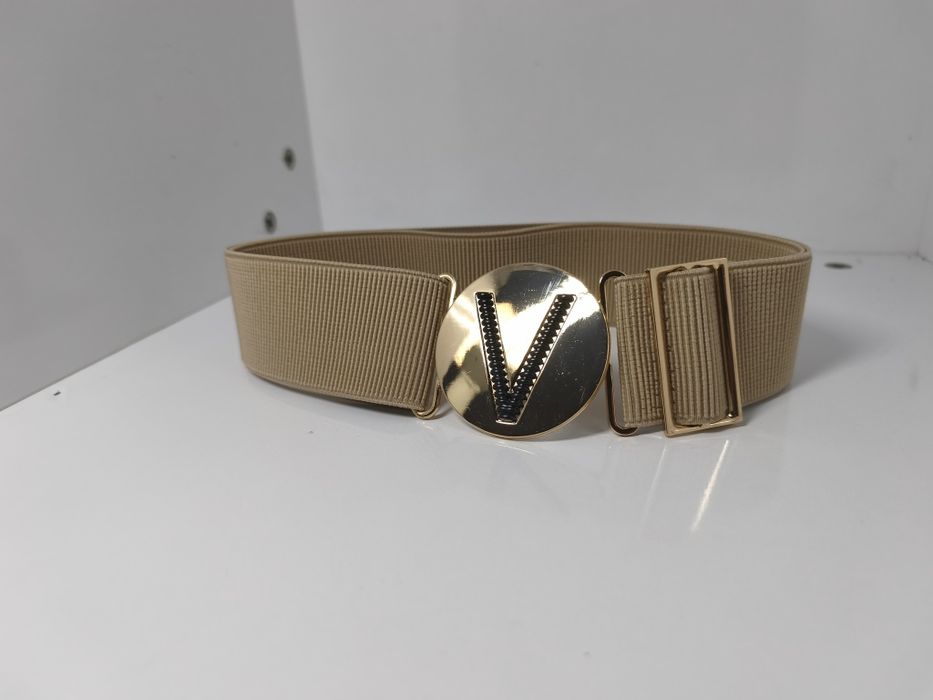 Pasek Damski Beżowa Guma z Klamra V 5 Cm