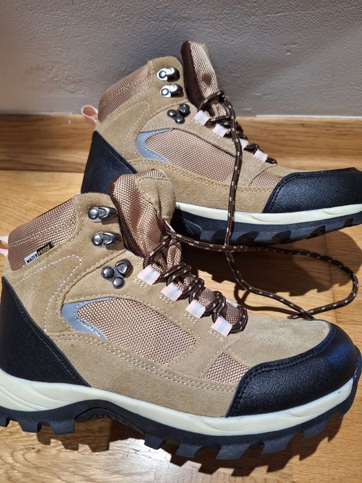Buty trekkingowe skórzane brązowe, rozmiar 37