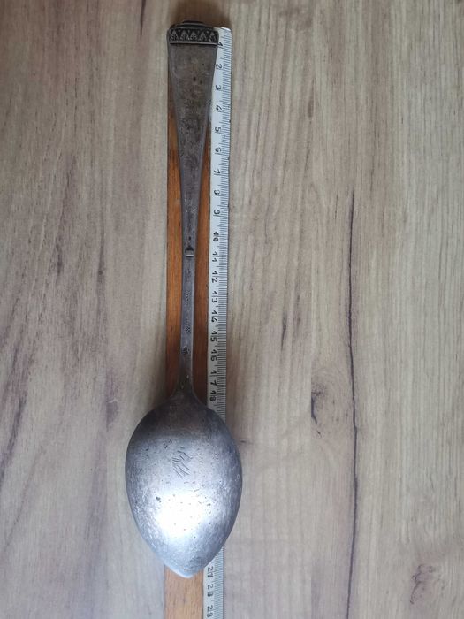 Stara przedwojenna wielka łyżka 27 cm, BM Domart GW. 10 lat, plater II RP
