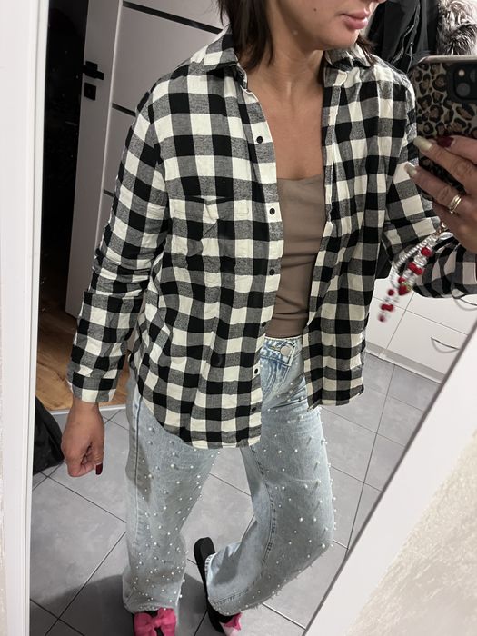 Koszula w kratę kratkę krata zara basic