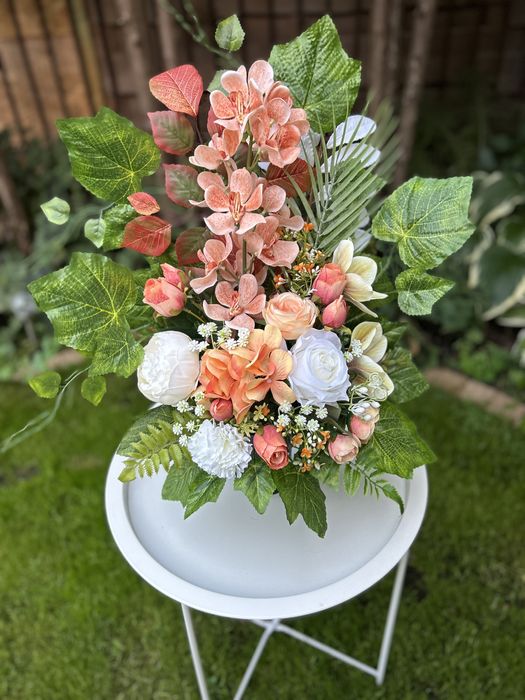 Bukiet Premium sztuczne kwiaty na grób cmentarz jesień