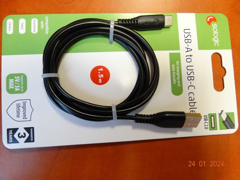 Kabel USB typ C do telefonu smartphonu długość 1,5m