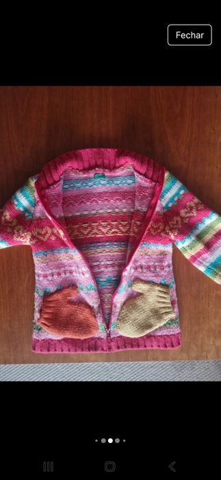 Casaco de Malha Benetton e colete de pelos Cherry menina