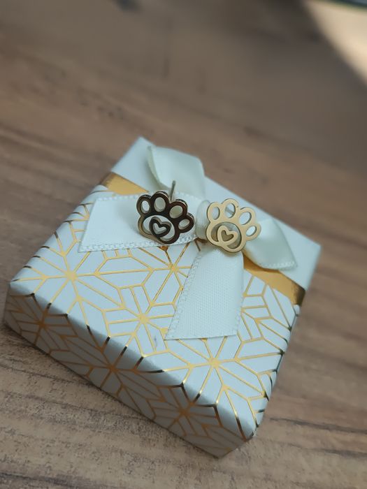 Złote kolczyki, stal chirurgiczna, łapki