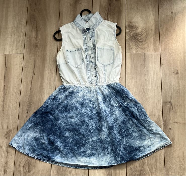 Jeansowa, modna, stylowa suknia princesska, Bershka, M/38, 100%bawełna