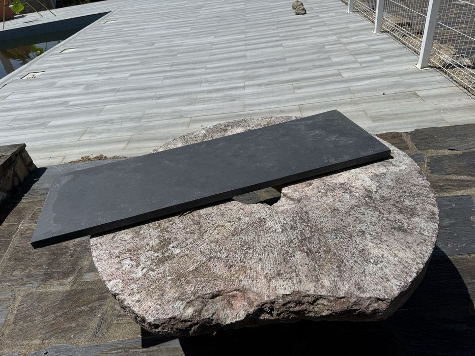 Mo em pedra com 2 cachorros