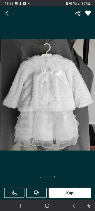 Sukienka do chrztu.Zestaw zimowy dla dziewczynki.Okazja 74/80