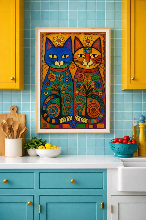 Plakat z kotami do kuchni