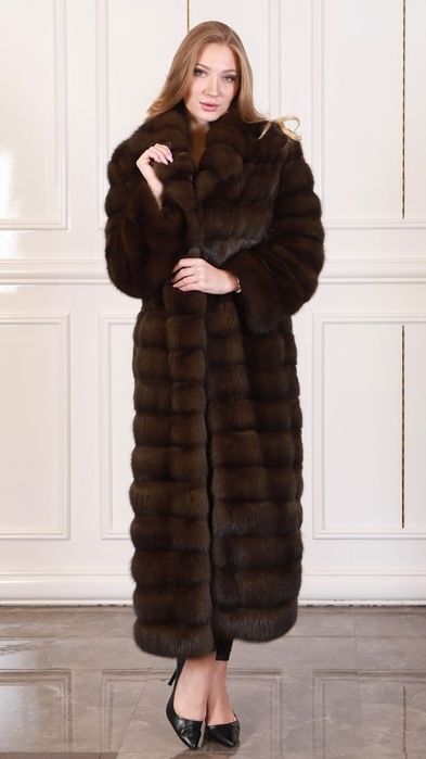 Довга шуба пальто соболь (еко)