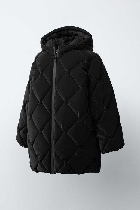 Довге стьобане пальто Zara з гумовим покриттям, 152-156 см.