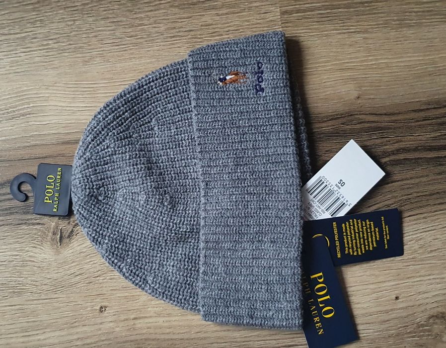 Шапка Polo Ralph Lauren з домішкою вовни. Оригінал, темно синя і