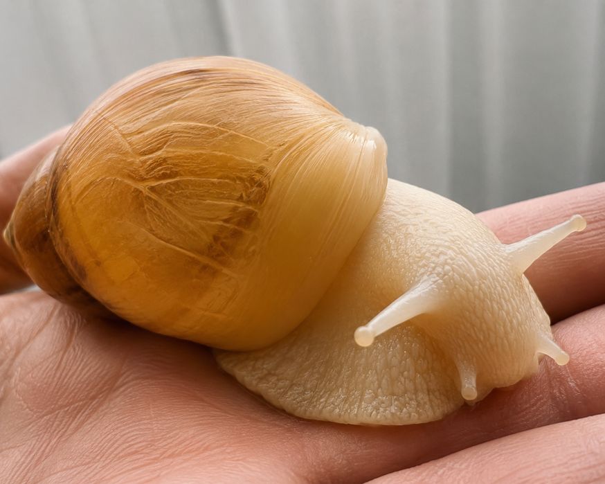 Ślimak afrykański olbrzymi Achatina albino body