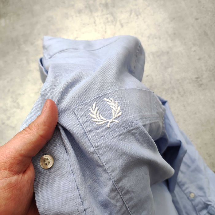 MĘSKA PREMIUM Luxury Elegancka Błękitna Koszula Kieszonka Fred Perry