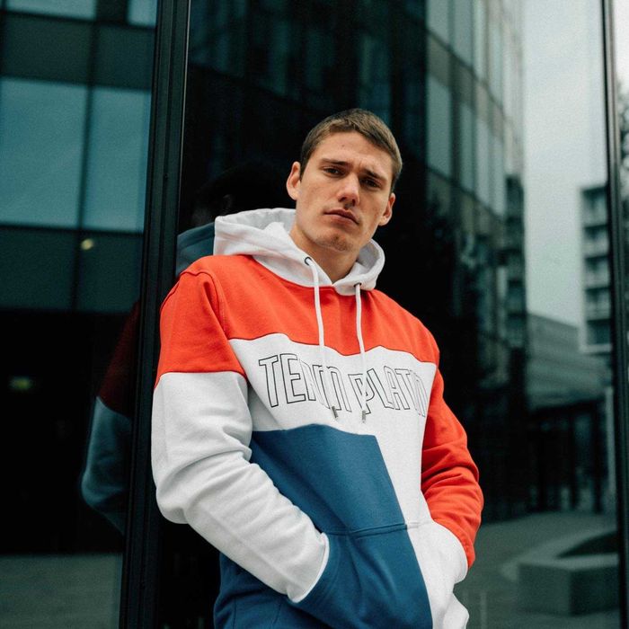 BLUZA z kapturem TEAM PLATIN biało-czerwono-niebieska rozmiar M