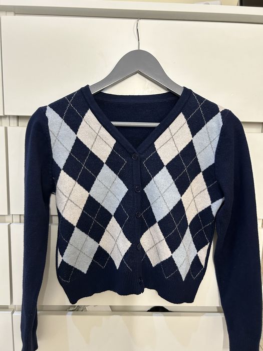 Sweter dla dziewczynki rozpinany w romby