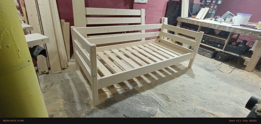 Ліжко деревʼяне 90*200, ліжко односпальне, ялиця, деревʼяне