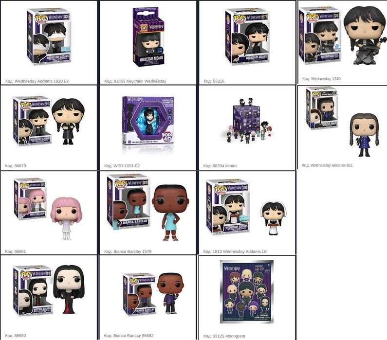 Фігурки Funko Фанко серіали Stranger things, Bridgerton, Wednesday, Breaking Bad, Walking Dead та інші