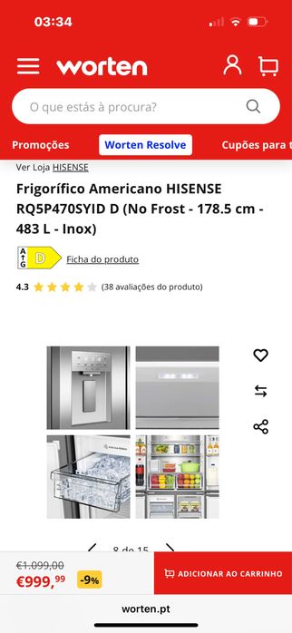 500 € - Combinado novo de 1000 €