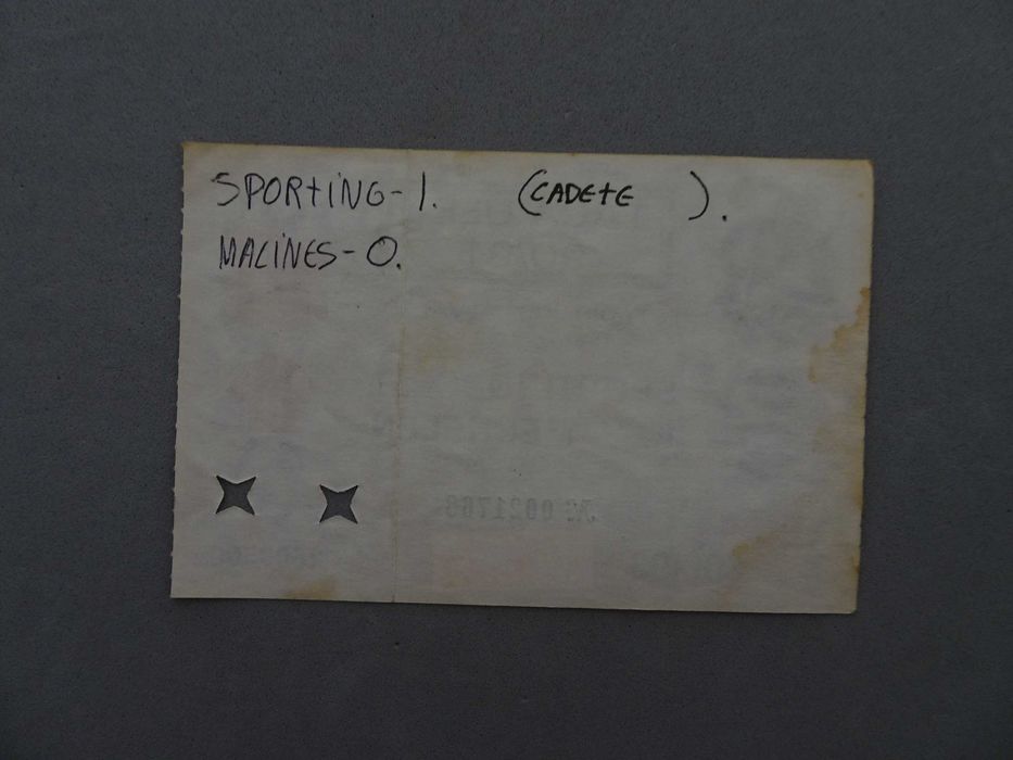Bilhete futebol Sporting Mechelen Taça UEFA 90/91 18 setembro 1990