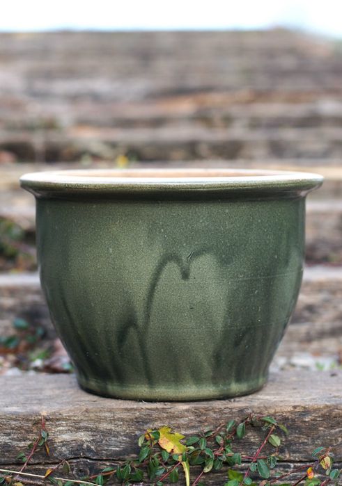 donica ceramiczna szkliwiona zielona duża