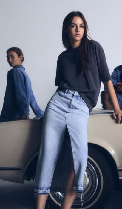 Джинсовая юбка джинсова спідниця в пол довга спідниця джинс zara