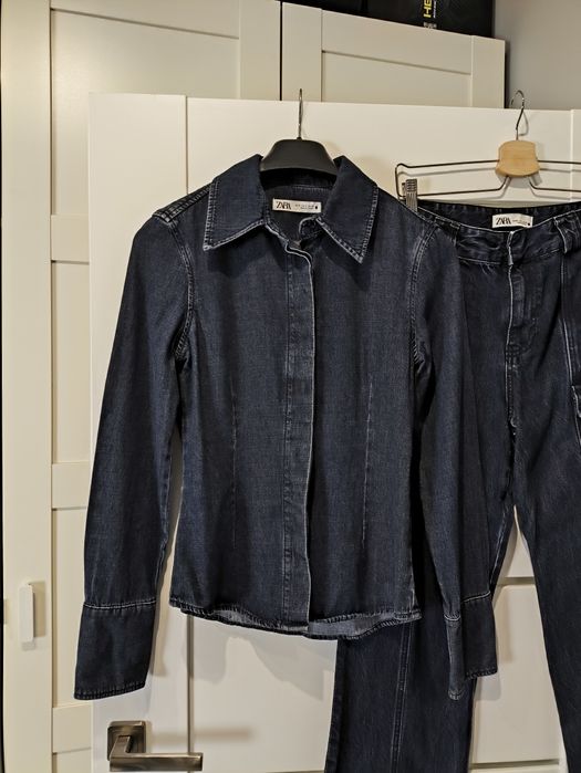 Komplet jeansowy Zara koszula spodnie jeans rozmiar S