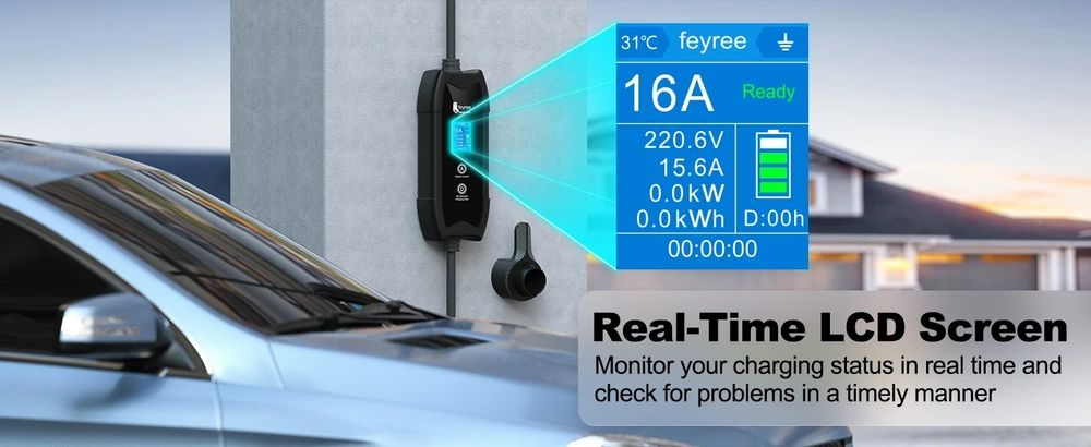 Надійність‼️Зарядний пристрій для Tesla 3.7кВт 16A FEYREE NACS портативна зарядна станція 5 метрів регулювання струму для американських електромобілів