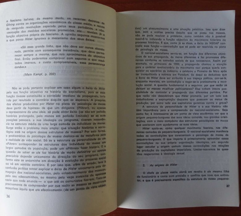 Psicologia de Massa do Fascismo de Wilhelm Reich - 1ª Edição 1974