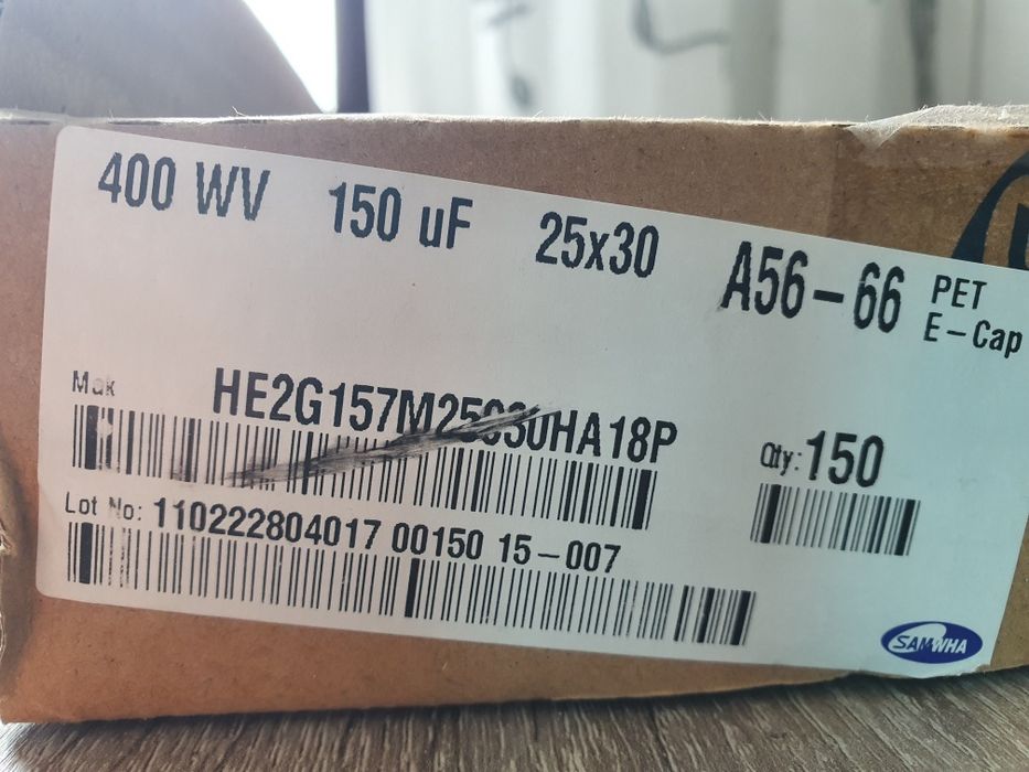 Kondensator 150uF 400V 105°C SAMWHA seria HE 25x30 mm