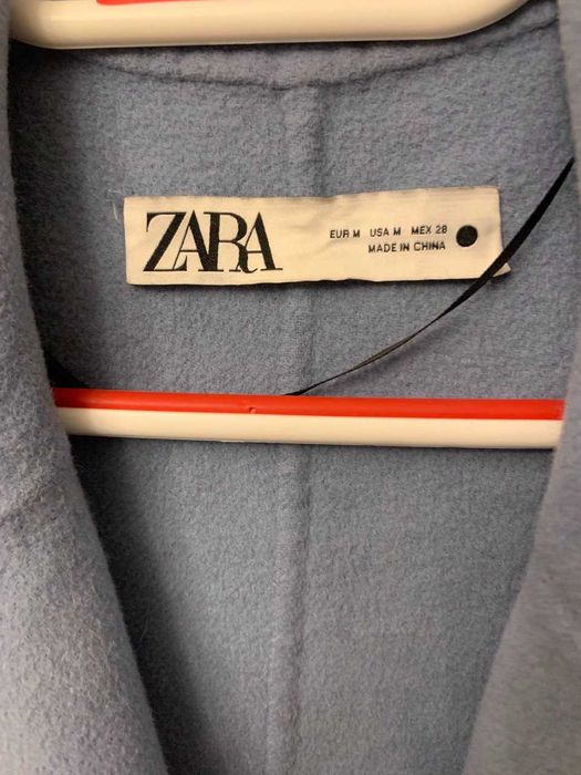 пальто голубий колір zara з вовною
