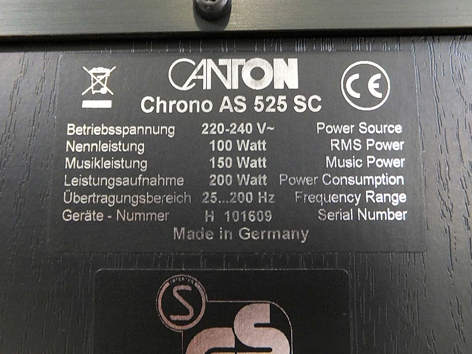 Elegancki subwoofer akrywny Canton Chrono AS 525 SC / 25Hz / Made in Germany