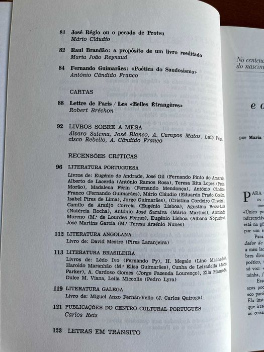 Revista COLÓQUIO Letras - Nº 106 de 1988