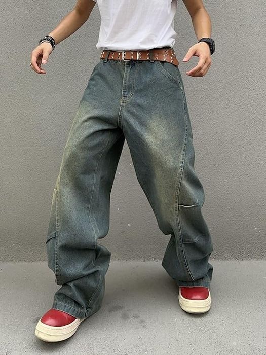 Jeansy Baggy Męskie Y2K Wide Leg Niebieskie XL