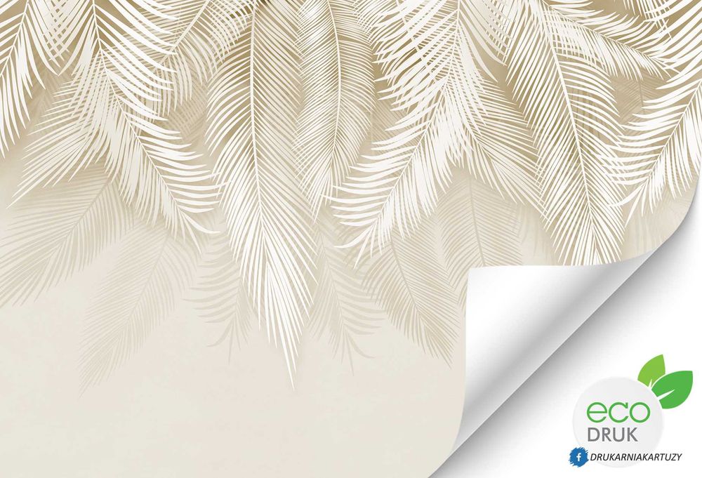 Fototapeta 3d LIŚCIE PALMY Winylowa w odcieniach beżu 350x256 cm