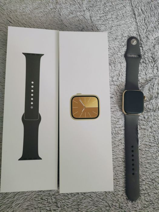 REZERWACJA zegarek Apple watch 9 gold 41mm, jak nowy, gwarancja - GPS,