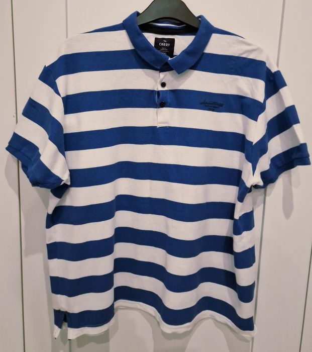 Polo z krótkim rękawem w paski Carry XL L bluzka polówka