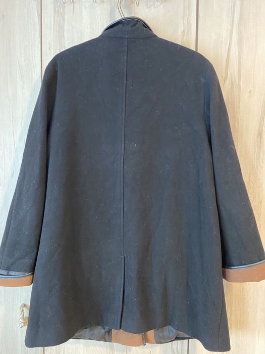 Damski czarny brązowy płaszcz rozm 46 wełna kaszmir litera A brązowy V