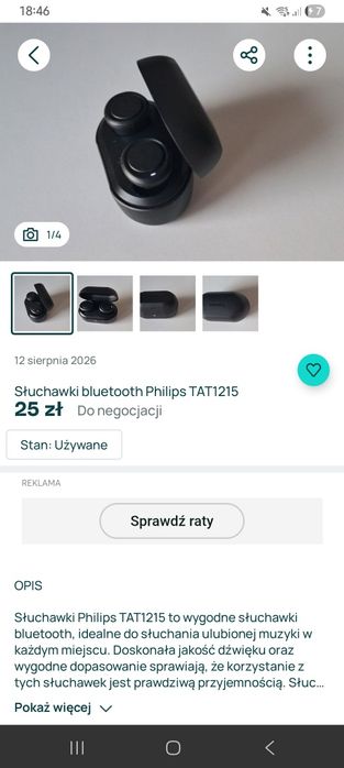 Słuchawki bluetooth philips TAT1215