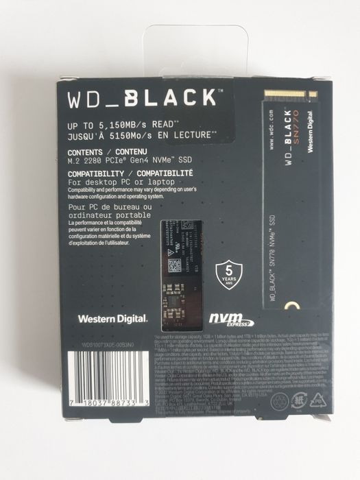 Жорсткий диск SSD WD Western Digital M.2 1TB Black SN770 Macbook pro