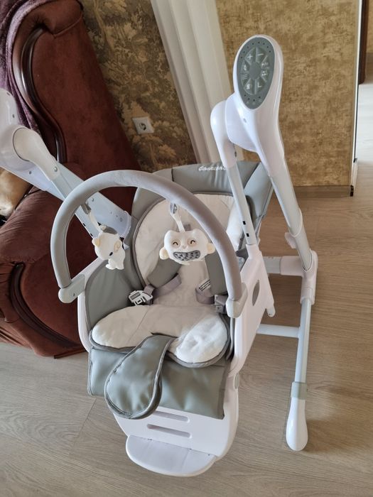 Стільчик для годування + гойдалка Caretero Indigo Grey