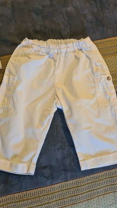 Conjunto de calças+ Top em linho bordado à mão tam. 0-6 Meses