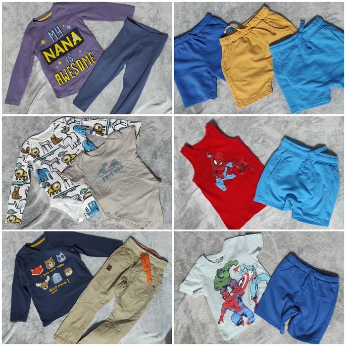 92-98 mega paka synek lato spodenki koszulki Spiderman Next H&M