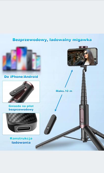 Selfie stick TONEOF AB202 max czarny, pilot, 152CM