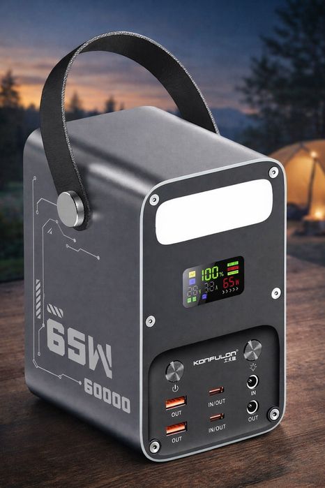 УМБ Power Bank 60000mAh 65W PD для Ноутбуків + Власний LED Ліхтар