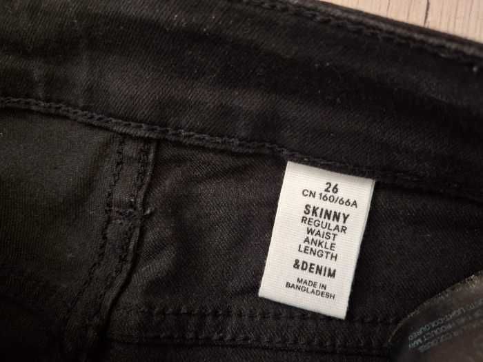 Czarne jeansy H&M rozm 26 skinny regular waist stan bdb