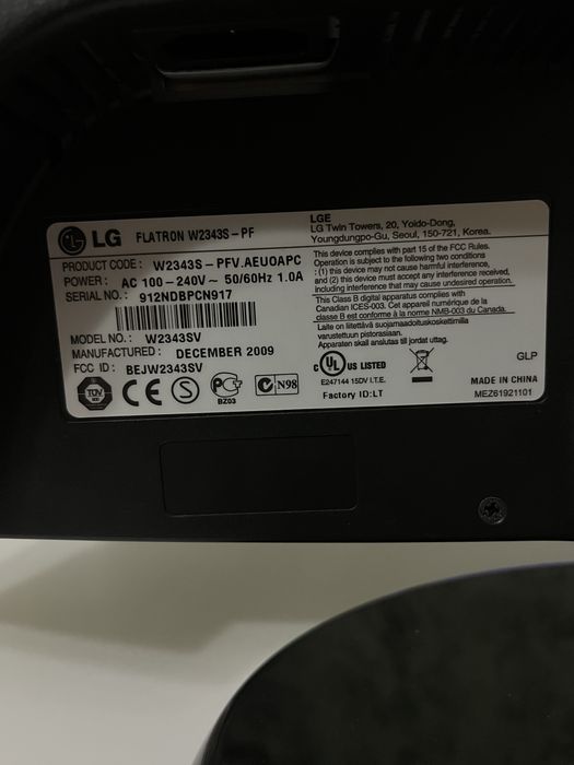 монітор lg w2343s