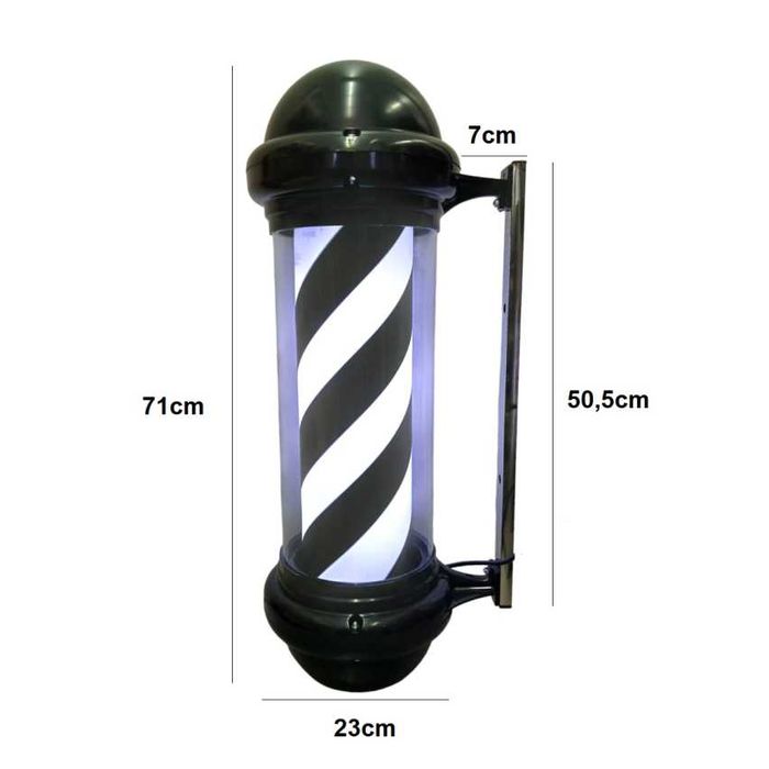 Barber Pole (Luz de Barbearia e Cabeleireiro) na Cor Preta